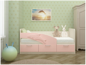 Дельфин-3 Кровать детская 3 ящика с ручками 1.8 Розовый глянец в Яровом - yarovoe.mebel54.com | фото