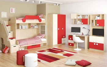 Детская комната Бэрри (Бежевый/Красный/корпус Клен) в Яровом - yarovoe.mebel54.com | фото