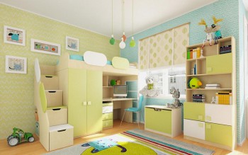 Детская комната Эппл (Зеленый/Белый/корпус Клен) в Яровом - yarovoe.mebel54.com | фото