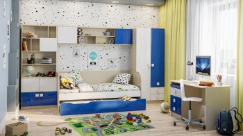 Детская комната Скай Люкс (Синий/Белый/корпус Клен) в Яровом - yarovoe.mebel54.com | фото