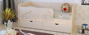 Друзья Кровать детская 2 ящика 1.6 Ваниль глянец в Яровом - yarovoe.mebel54.com | фото