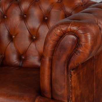 Кресло кожаное Лофт Честер-Нью (Коричневый, Рыжий) в Яровом - yarovoe.mebel54.com | фото