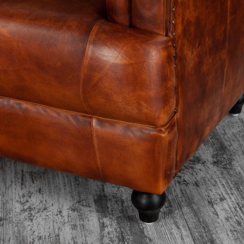 Кресло кожаное Лофт Честер-Нью (Коричневый, Рыжий) в Яровом - yarovoe.mebel54.com | фото