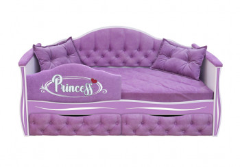 Кровать 160 серии Иллюзия 2 ящика 67 Светло-фиолетовый (подушки/мягкий бортик) в Яровом - yarovoe.mebel54.com | фото