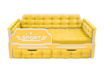 Кровать 160 серии Спорт 2 ящика 74 Жёлтый (мягкие боковые накладки) в Яровом - yarovoe.mebel54.com | фото