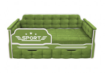 Кровать 160 серии Спорт 2 ящика 76 Зелёный (мягкие боковые накладки) в Яровом - yarovoe.mebel54.com | фото
