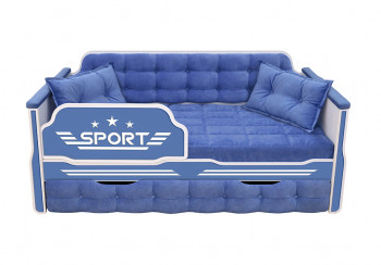 Кровать 180 серии Спорт 1 ящик 85 Синий (подушки) в Яровом - yarovoe.mebel54.com | фото