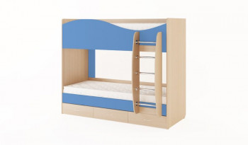 Кровать 2-х ярусная с ящиками (Беленый дуб/Синий) в Яровом - yarovoe.mebel54.com | фото