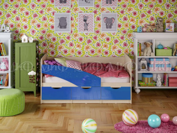 Кровать Бабочки 1,6м (Синий металлик) в Яровом - yarovoe.mebel54.com | фото