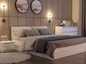 Кровать Челси 1600 (Белый/Белый глянец) в Яровом - yarovoe.mebel54.com | фото