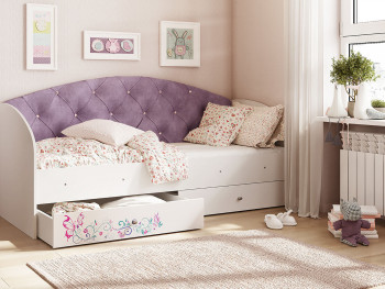 Кровать детская Эльза Белый/Фиолетовый в Яровом - yarovoe.mebel54.com | фото