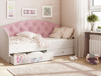 Кровать детская Эльза Белый/Розовый в Яровом - yarovoe.mebel54.com | фото