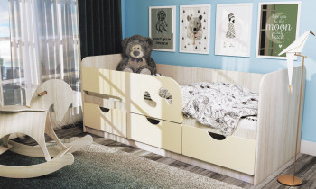 Кровать детская Минима Лего 1,86м с ящиками (дуб атланта/крем) в Яровом - yarovoe.mebel54.com | фото