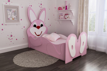 Кровать детская Зайка 1.6 Розовый/Белый в Яровом - yarovoe.mebel54.com | фото