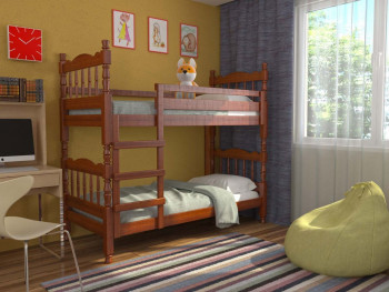 Кровать двухъярусная Соня из массива сосны 800*1890 Орех в Яровом - yarovoe.mebel54.com | фото