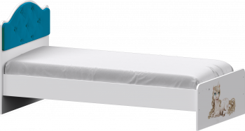 Кровать Каспер с мягкой спинкой и фотопечатью (800х2000)  Белый/Бирюза в Яровом - yarovoe.mebel54.com | фото