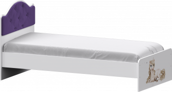 Кровать Каспер с мягкой спинкой и фотопечатью (800х2000)Белый/Фиолетовый в Яровом - yarovoe.mebel54.com | фото