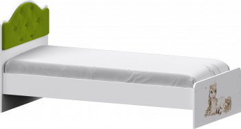 Кровать Каспер с мягкой спинкой и фотопечатью (800х2000)Белый/Лайм в Яровом - yarovoe.mebel54.com | фото