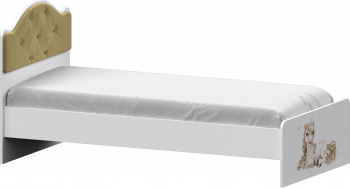 Кровать Каспер с мягкой спинкой и фотопечатью (900х1900)  Белый/Ваниль в Яровом - yarovoe.mebel54.com | фото