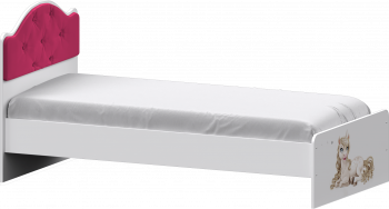 Кровать Каспер с мягкой спинкой и фотопечатью (900х1900)Белый/Ярко-розовый в Яровом - yarovoe.mebel54.com | фото