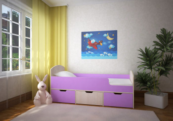 Кровать Малыш-мини Дуб молочный/Ирис в Яровом - yarovoe.mebel54.com | фото