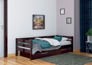 Кровать одинарная ГЛОРИЯ из массива сосны  900*2000 (Орех Тёмный) в Яровом - yarovoe.mebel54.com | фото
