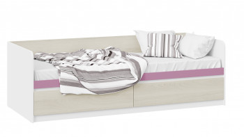 Кровать «Сканди» с 2 ящиками Дуб Гарден/Белый/Лиловый в Яровом - yarovoe.mebel54.com | фото