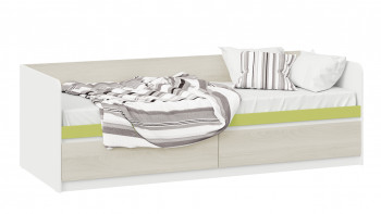 Кровать «Сканди» с 2 ящиками Дуб Гарден/Белый/Зеленый в Яровом - yarovoe.mebel54.com | фото