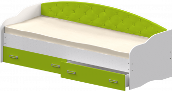Кровать Софа-7 с мягкой спинкой (800х1900) Белый/Лайм в Яровом - yarovoe.mebel54.com | фото