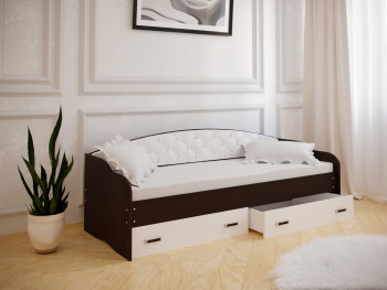 Кровать Софа-7 с мягкой спинкой (800х1900) Венге/ Белый в Яровом - yarovoe.mebel54.com | фото