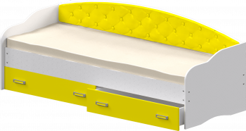 Кровать Софа-8 с мягкой спинкой (900х1900) Белый/Желтый в Яровом - yarovoe.mebel54.com | фото