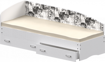 Кровать Софа-9 с мягкой спинкой с рисунком Милана (900х1900) Белый в Яровом - yarovoe.mebel54.com | фото