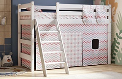 Кровать Соня вариант 6 полувысокая с наклонной лестницей Белый полупрозрачный в Яровом - yarovoe.mebel54.com | фото