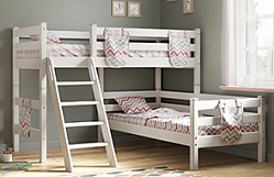 Кровать Соня вариант 8 угловая с наклонной лестницей Белый полупрозрачный в Яровом - yarovoe.mebel54.com | фото