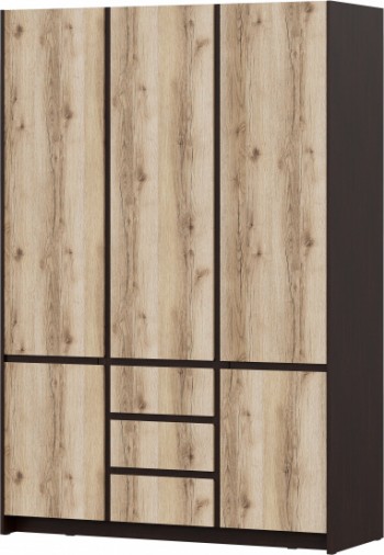 Модульная система "Прага" Шкаф для одежды трехстворчатый Дуб Венге/Дуб Делано в Яровом - yarovoe.mebel54.com | фото