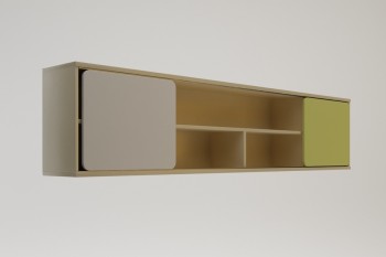 Полка между шкафами 1960 Эппл (Зеленый/Белый/корпус Клен) в Яровом - yarovoe.mebel54.com | фото