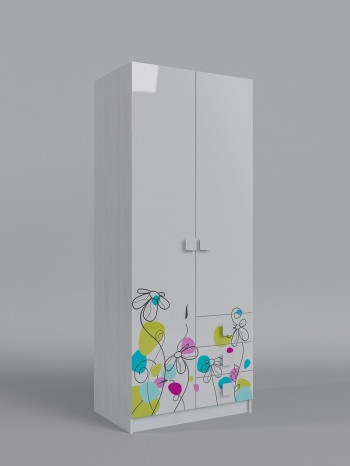 Шкаф 2-х створчатый с ящиками Флёр (Белый/корпус Выбеленное дерево) в Яровом - yarovoe.mebel54.com | фото