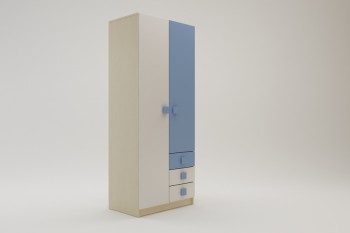 Шкаф 2-х створчатый с ящиками Скай (Синий/Белый/корпус Клен) в Яровом - yarovoe.mebel54.com | фото