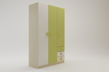 Шкаф 3-х створчатый с ящиками Эппл (Зеленый/Белый/корпус Клен) в Яровом - yarovoe.mebel54.com | фото