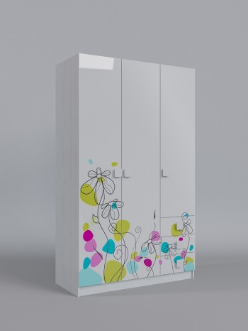 Шкаф 3-х створчатый с ящиками Флёр (Белый/корпус Выбеленное дерево) в Яровом - yarovoe.mebel54.com | фото
