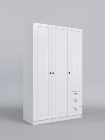 Шкаф 3-х створчатый с ящиками Классика (Белый/корпус Выбеленное дерево) в Яровом - yarovoe.mebel54.com | фото