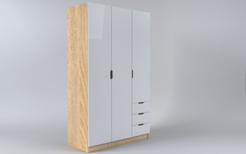 Шкаф 3-х створчатый с ящиками Лофт (Белый/корпус Дуб Сонома) в Яровом - yarovoe.mebel54.com | фото
