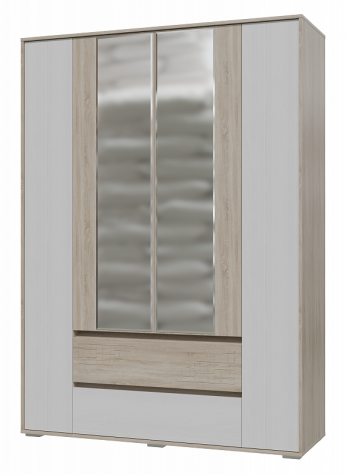 Шкаф 4-х дверный с ящиками Мальта 1600 Дуб сонома/Рамух белый в Яровом - yarovoe.mebel54.com | фото