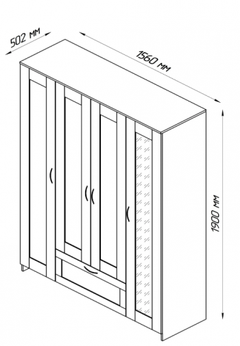 Шкаф четырехдверный Сириус с 2 зеркалами и 1 ящиком белый в Яровом - yarovoe.mebel54.com | фото
