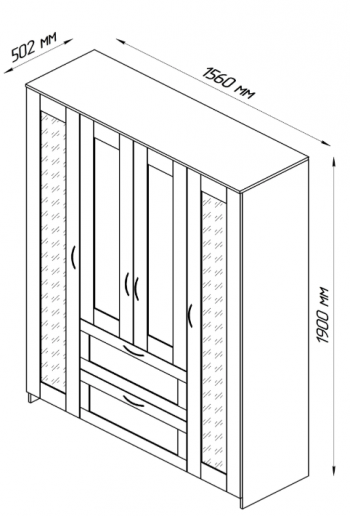 Шкаф четырехдверный Сириус с 2 зеркалами и 2 ящиками дуб сонома в Яровом - yarovoe.mebel54.com | фото