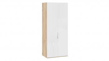 Шкаф для одежды с 2 глухими дверями «Эмбер» Яблоня Беллуно/Белый глянец в Яровом - yarovoe.mebel54.com | фото