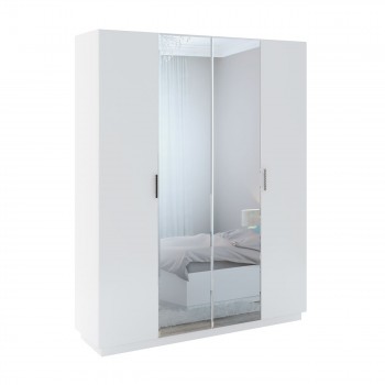 Шкаф с зер. 4 двери М22 Спальня Тиффани (белый текстурный) в Яровом - yarovoe.mebel54.com | фото