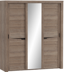 Шкаф трехдверный Соренто с раздвижными дверями Дуб стирлинг/Кофе структурный матовый в Яровом - yarovoe.mebel54.com | фото