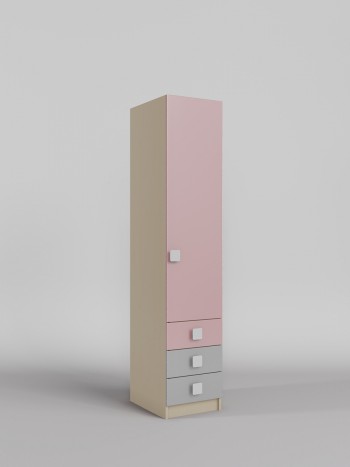 Шкаф угловой (секция с ящиками) Грэйси (Розовый/Серый/корпус Клен) в Яровом - yarovoe.mebel54.com | фото