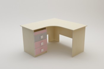 Стол угловой Грэйси (Розовый/Серый/корпус Клен) в Яровом - yarovoe.mebel54.com | фото